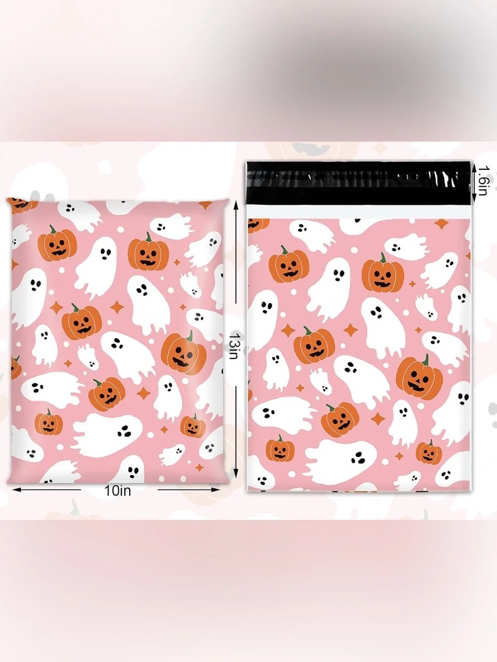 Halloween Ghost & Pumpkin Pink Mailer Bag – Festive Shipping Envelope